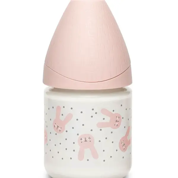 Suavinex Premium Hygge Láhev skleněná 0m+ 120 ml 1 ks růžová