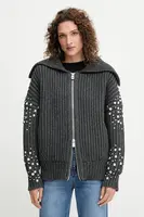 Vlněný kardigan Pinko dámský, šedá barva, 105638 A2TR