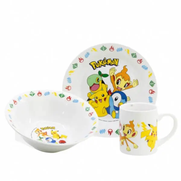 Dětské nádobí Pokémon (hrnek, talíř, miska) - keramika - 3 ks