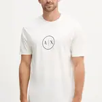Bavlněné tričko Armani Exchange pánské, béžová barva, s potiskem, XM001853 AF10356