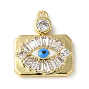 Rack Plating Brass Micro Pave Cubic Zirconia Enamel Pendants