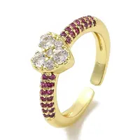 Rack Plating Brass Micro Pave Cubic Zirconia Cuff Rings