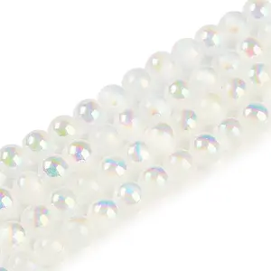 Plating Natural Selenite Beads Strands