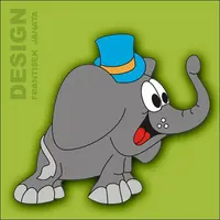 Dekorace na zeď slon s kloboukem 65x50cm