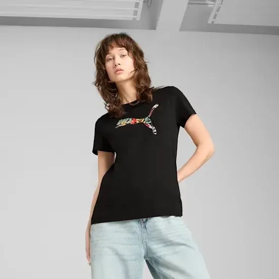 Puma Graphics Floral Cat Logo Tee M