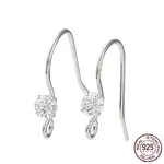 Rhodium Plated 925 Sterling Silver with Clear Cubic Zirconia Earring Hooks