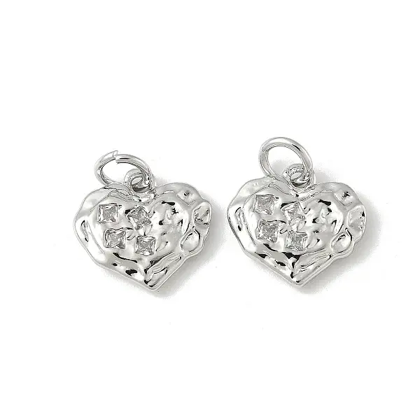 Brass Micro Pave Clear Cubic Zirconia Charms