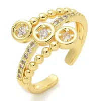 Brass Micro Pave Clear Cubic Zirconia Cuff Rings