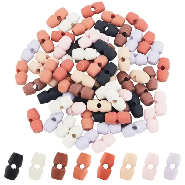 80Pcs 8 Colors 1-Hole Plastic Buttons