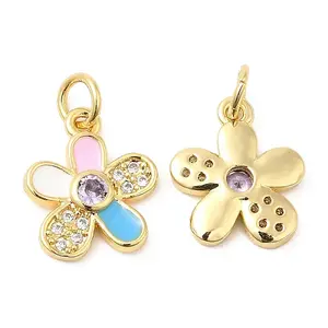 Brass with Cubic Zirconia Enamel Pendants