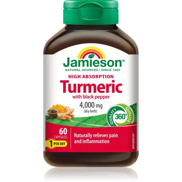 Jamieson Turmeric with Black Pepper 4000 mg kapsuly na udržanie vitality 60 cps