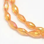 Electroplate Crystal Glass Rice Beads Strands