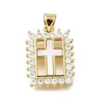 Brass Micro Pave Cubic Zirconia Shell Pendants