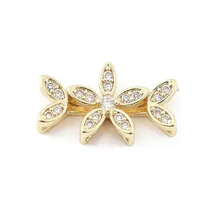 Brass Micro Pave Cubic Zirconia Spacer Beads