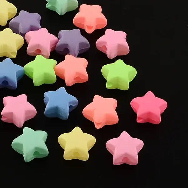 Star Spray Painted Fluorescent Acrylic Beads