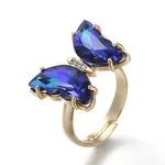 Adjustable Brass Glass Finger Rings