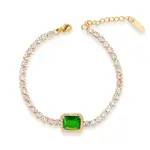 Elegant European Stainless Steel Pave Green Cubic Zirconia Link Bracelets for Women