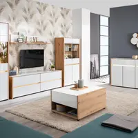 Obývací sestava s osvětlením embra - dub artisan/bílý lesk