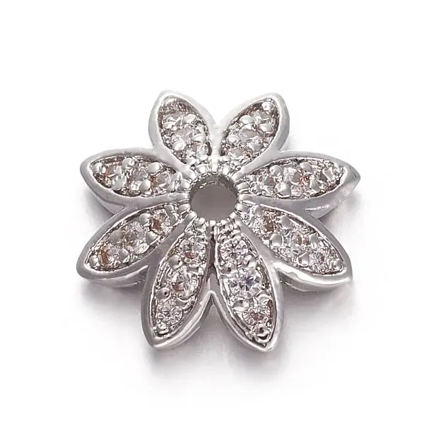 Brass Micro Pave Cubic Zirconia Bead Cap