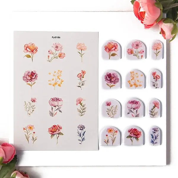 Flower Pattern Polymer Clay Earrings Water Transfer Paper