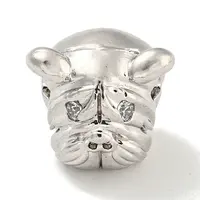 Brass Micro Pave Clear Cubic Zirconia Beads