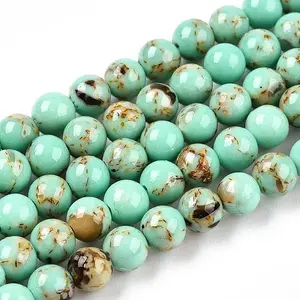 Assembled Synthetic Turquoise and Shell Beads Strands