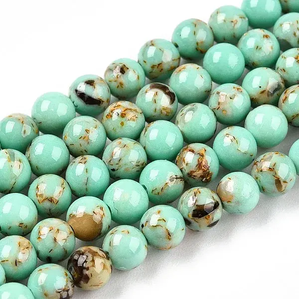 Assembled Synthetic Turquoise and Shell Beads Strands