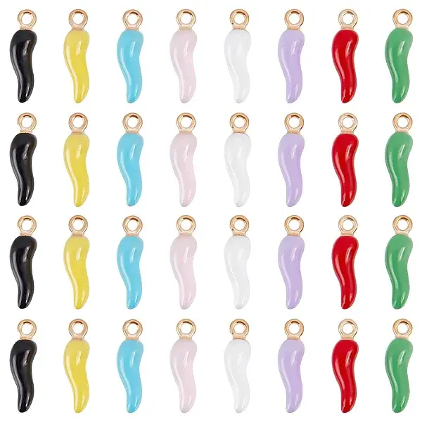 32Pcs 8 Colors Alloy Enamel Pendants