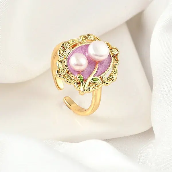Brass Enamel Cuff Rings