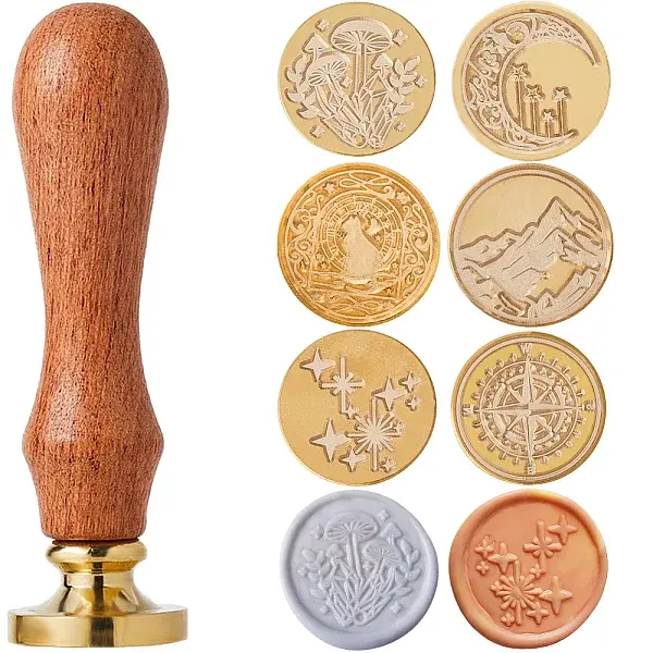 6 Styles Golden Tone Brass Wax Seal Stamp Head