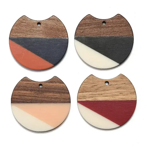 Two Tone Resin & Walnut Wood Pendants