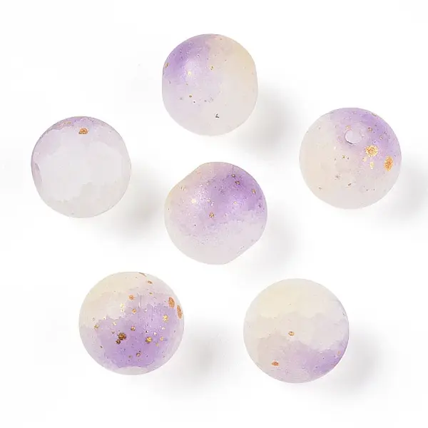 Frosted Baking Painted Crackle Glass Beads with Glitter Powder