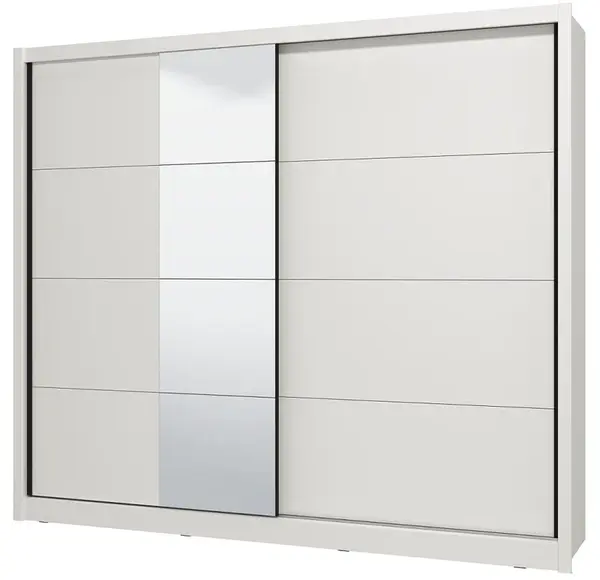 Posuvná šatní skříň se zrcadlem 245 gally - bílá