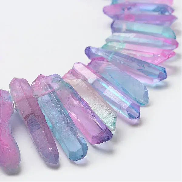 Electroplate Natural Quartz Crystal Beads Strands