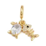 Brass Pave Clear Cubic Zirconia European Dangle Charms