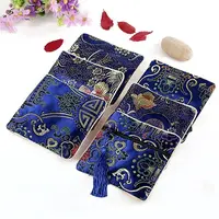 Square Chinese Style Brocade Zipper Bags with Tassel