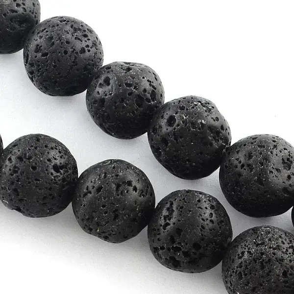 Natural Lava Rock Gemstone Round Bead Strands