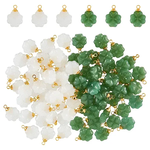 80Pcs 2 Colors Glass Charms