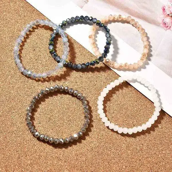 Electroplate Glass Beads Stretch Bracelets