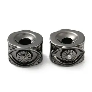 Rack Plating Eco-Friendly Brass Micro Pave Clear Cubic Zirconia Beads