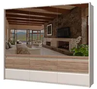 Šestidveřová šatní skříň se zrcadly a led osvětlením artemisia - dub