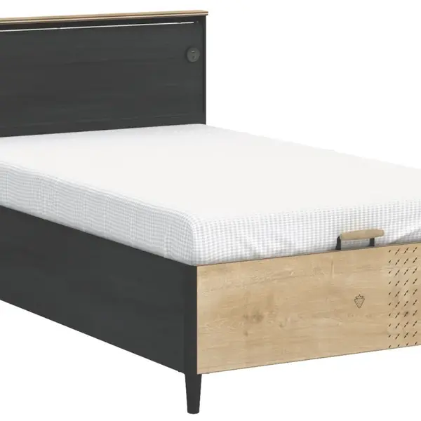 Studentská postel 120x200cm s úložným prostorem a usb sirius - dub