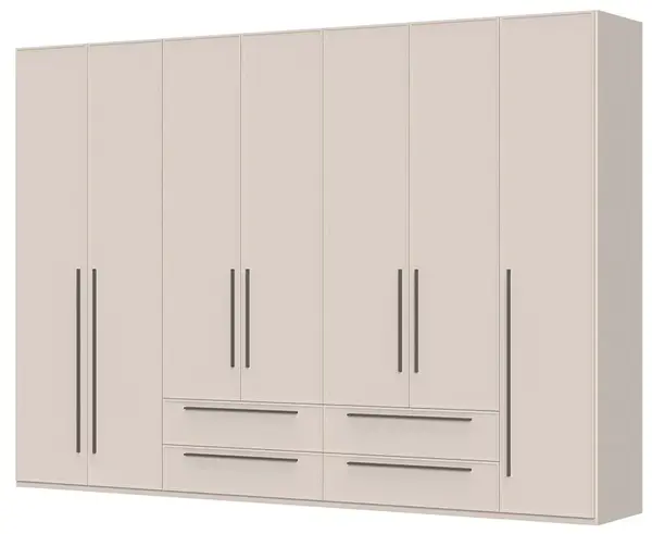 Sedmidveřová šatní skříň se zásuvkami ii baptiste - béžová