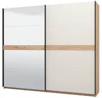 Posuvná šatní skříň se zrcadlem 245 vanya-dub artisan/béžová - s led