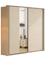 Šatní skříň s posuvnými dveřmi, zrcadlem a rámem anita - dub světlý