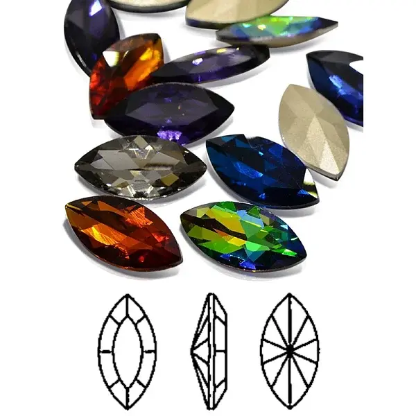 Faceted Horse Eye Glass Pointed Back Rhinestone Cabochons