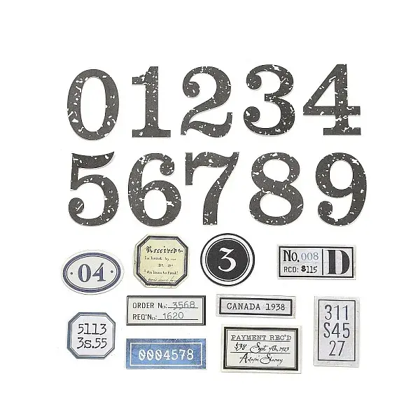 20Pcs Retro Number Paper Waterproof Stickers