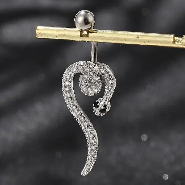 Alloy Rhinestone Snake Curved Barbell Belly Rings