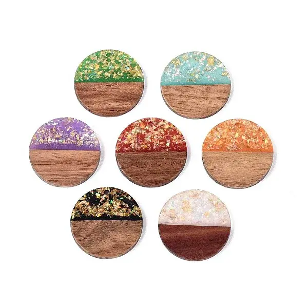 Opaque Resin and Walnut Wood Pendants