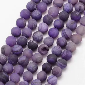 Natural Druzy Geode Agate Bead Strands